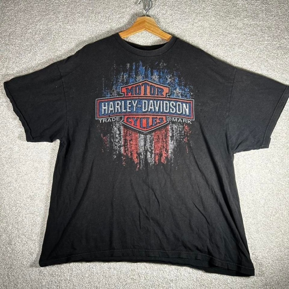 Y2K Harley Davidson faded and distressed black biker tee shirt tshirt